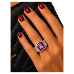 Bague Bochic « Capri » vintage en or 18 carats et argent, sertie de saphir blanc naturel et d’améthyste