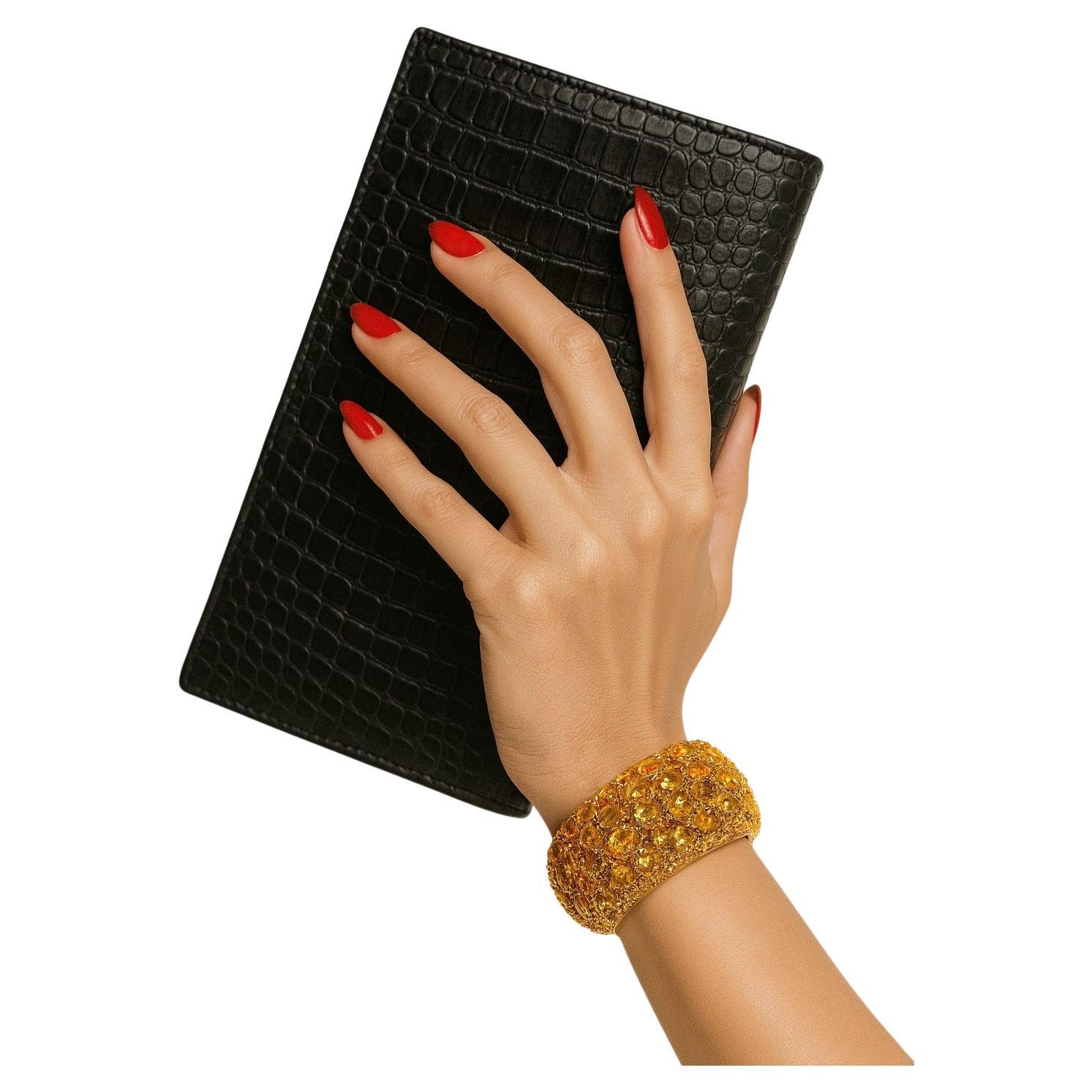 Bochic "Capri" Vintage natürlichen gelben Citrin Manschette Set in 18K Gold
Silber