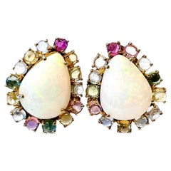 Bochic "Capri" Vintage Opal & Multi Turmalin Ohrringe Set in 18K Gold & Silber