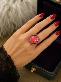 Bochic “Capri” Vintage Orange Opal, Peridot, Amethyst & Diamond Ring 18K Gold &