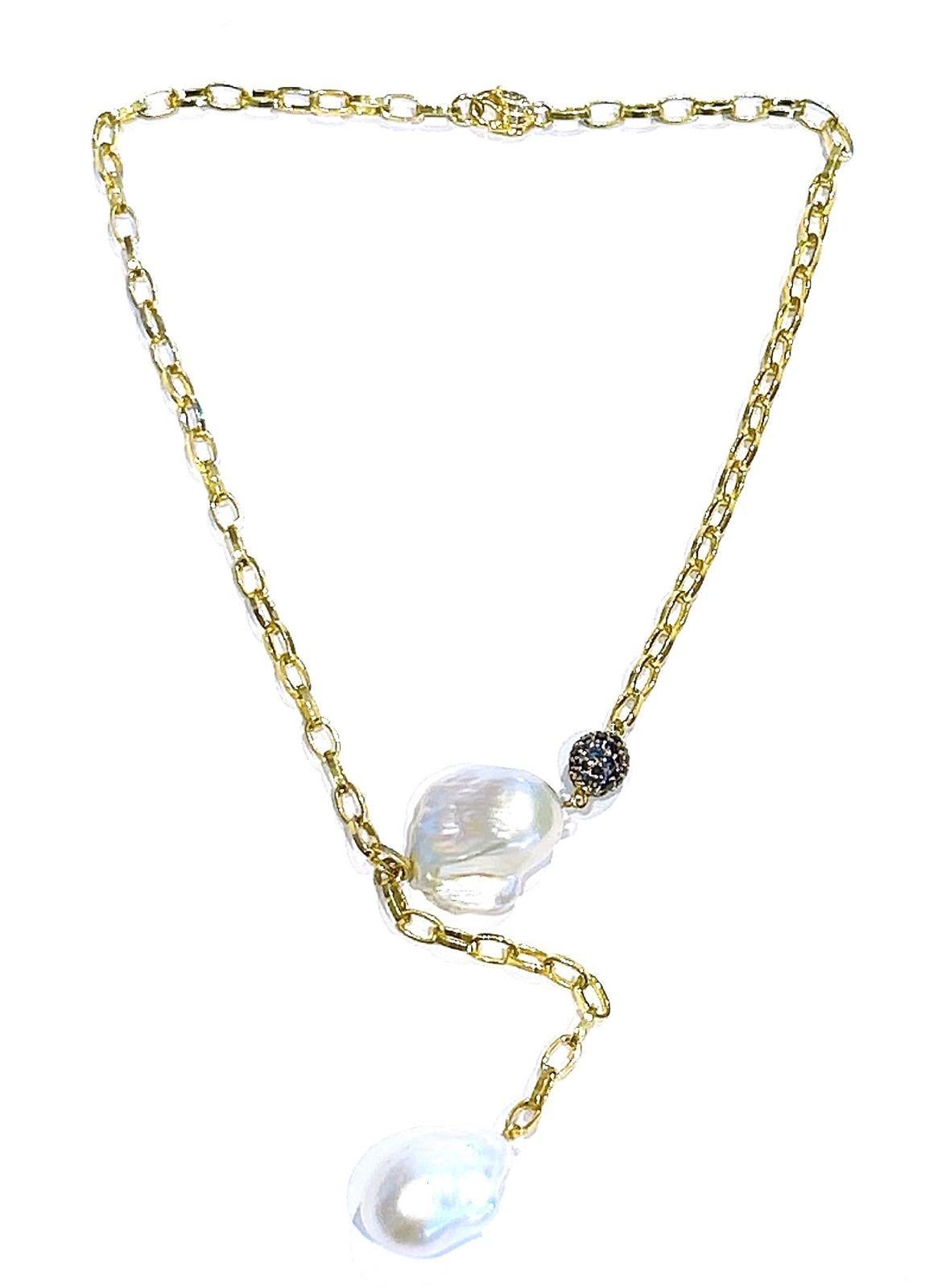 Collana vintage con perle e zaffiri blu di Bochic 