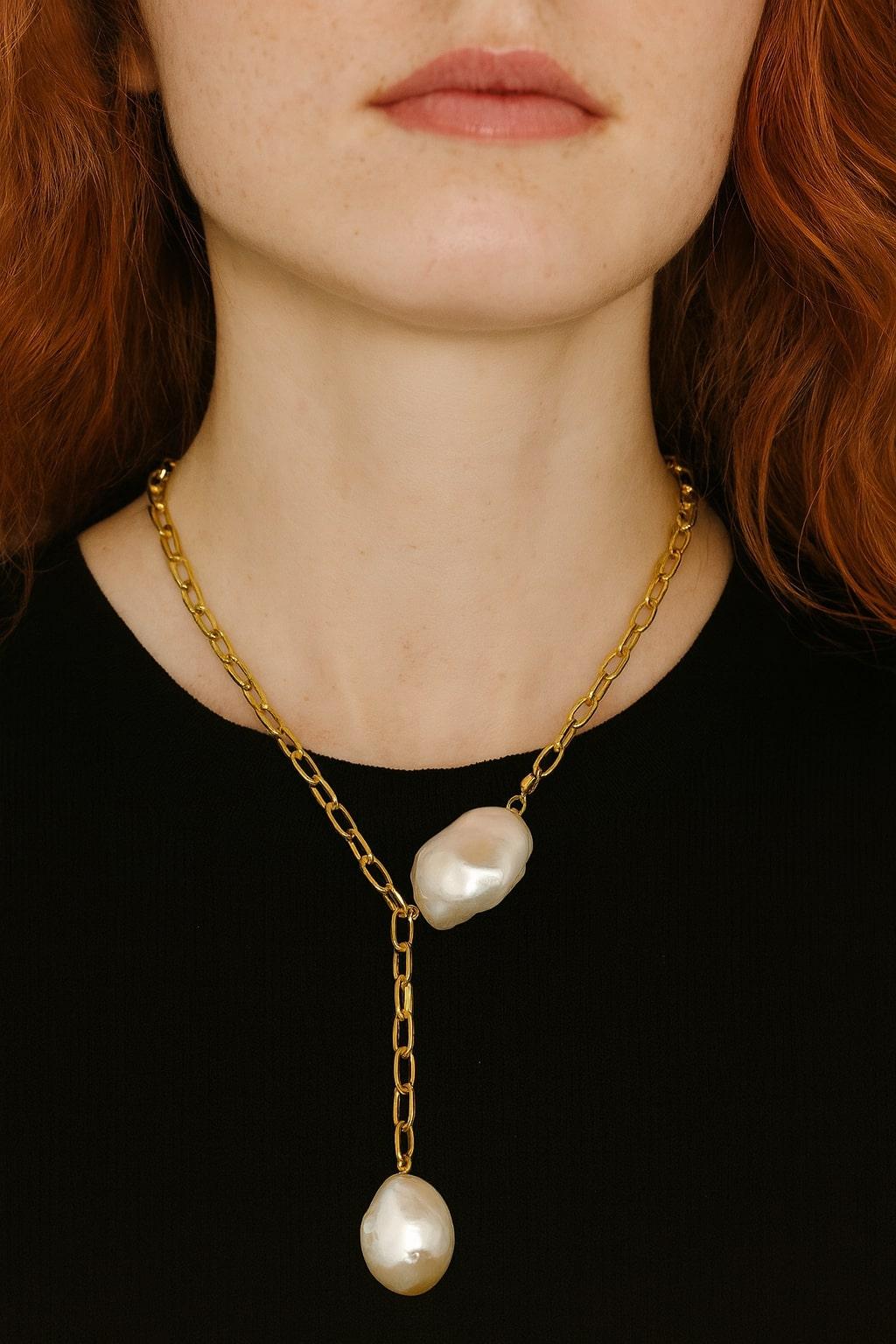 da uomo o donna Collana vintage con perle e zaffiri blu di Bochic 