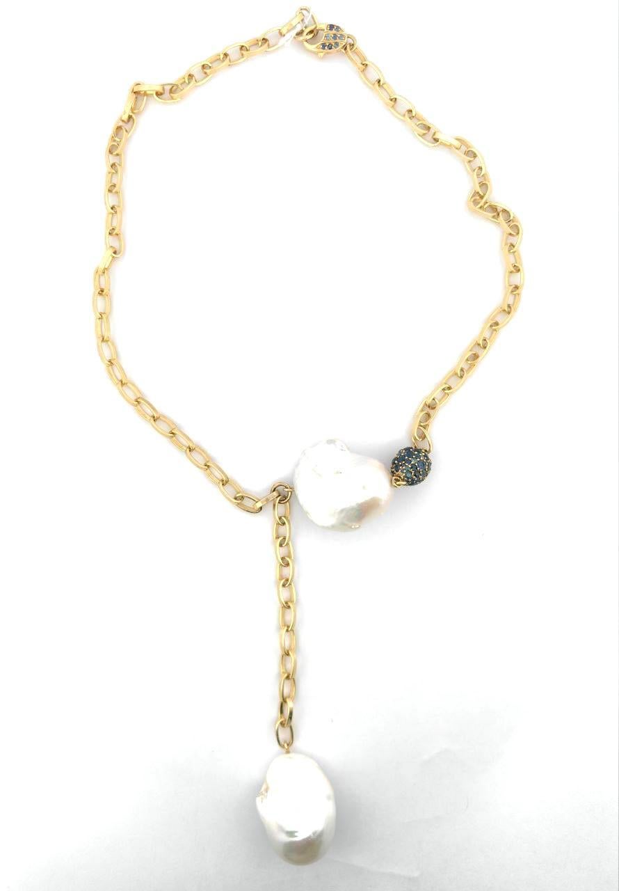 Collana vintage con perle e zaffiri blu di Bochic 
