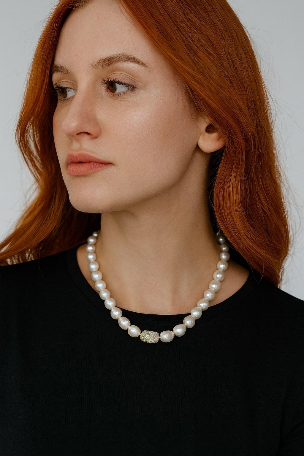 Women's or Men's Bochic “Capri” Vintage Pearl & Multi Gem Necklace Set in 18K & Silver For Sale