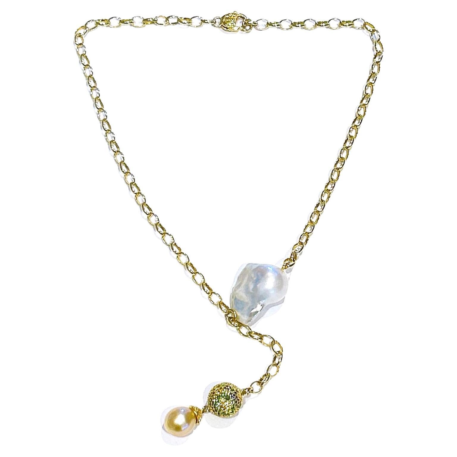 Set di collane con perle e gemme multiple vintage di Bochic "Capri" in 18K e A. Silver