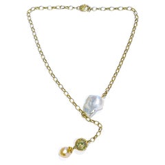 Bochic “Capri” Vintage Pearl & Multi Gem Necklace Set in 18K & Silver