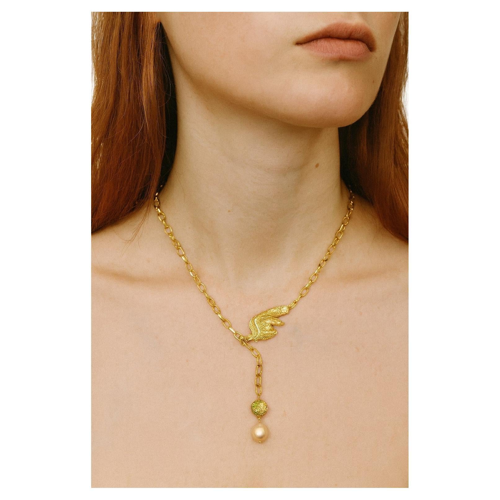 Bochic “Capri” Vintage Pearl & Multi Gem Necklace Set in 18K & Silver For Sale