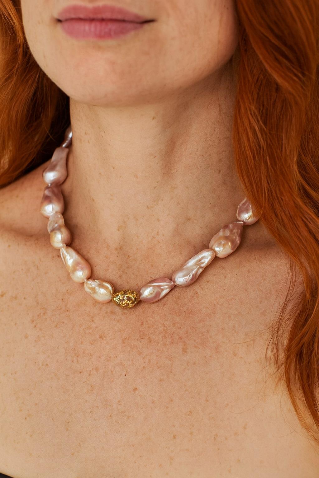 Bochic “Capri” Vintage Pearl & Multi Gem Necklace Set in 18K & Silver For Sale 4