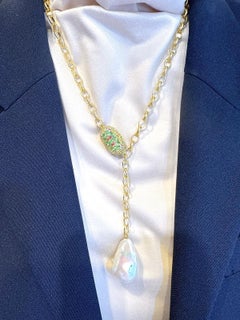 Bochic "Capri" Vintage Pearl, Ruby & Multi Gem Necklace Set In 18K & Silver