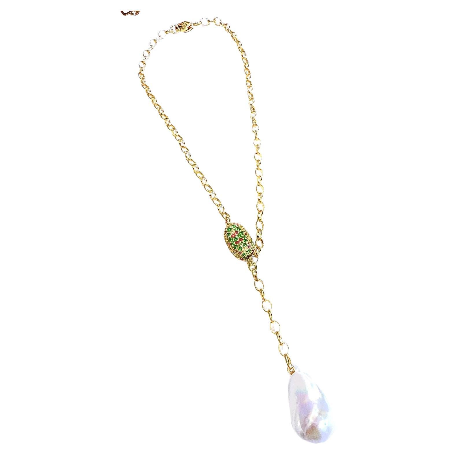 Bochic "Capri" Collana vintage di perle, rubini e gemme multiple in argento e 18 carati in vendita
