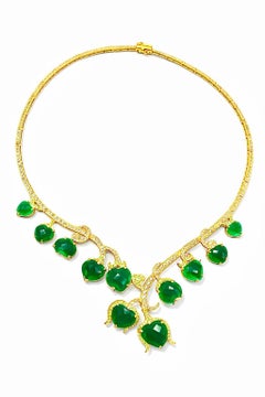 Bochic "Capri" Vintage Peridot & Grüner Achat Halskette Set in 18K & Silber