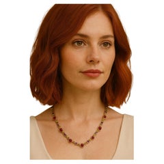 Bochic “Capri” Vintage Ruby, Amethyst, Peridot Necklace In 18K Gold & Silver