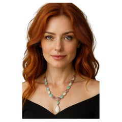 Bochic “Capri” Vintage Ruby & Blue, White Opal Necklace Set In 18K Gold & Silver