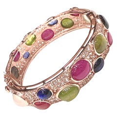 Bochic "Capri" Vintage Rubin & Fancy Sapphire Armreif Set in 18K Gold & Silber Bochic "Capri" Vintage Rubin & Fancy Sapphire Armreif Set in 18K Gold & Silber