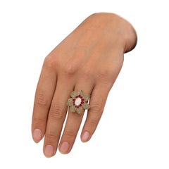 Bochic "Capri" Vintage Rubin, Feueropal & Blauer Topas  Ring-Set 18K Gold & Silber