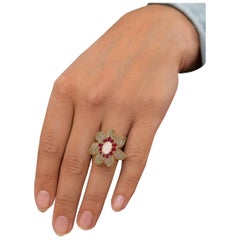 Anillo vintage Bochic "Capri" de rubí, ópalo de fuego y topacio en oro de 18 quilates y plata