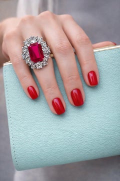 Bochic "Capri" Vintage Rubis & Multi Color Rose Cut White Topaz - 18K Gold & Silv