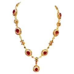Bochic "Capri" Collier Vintage Rubis et Saphirs Multiples - 18K & Silver