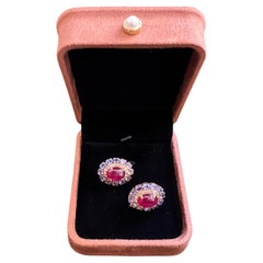 Bochic “Capri” Vintage Ruby & Multi Lavender Tanzanite Earrings Set 18K Gold & S
