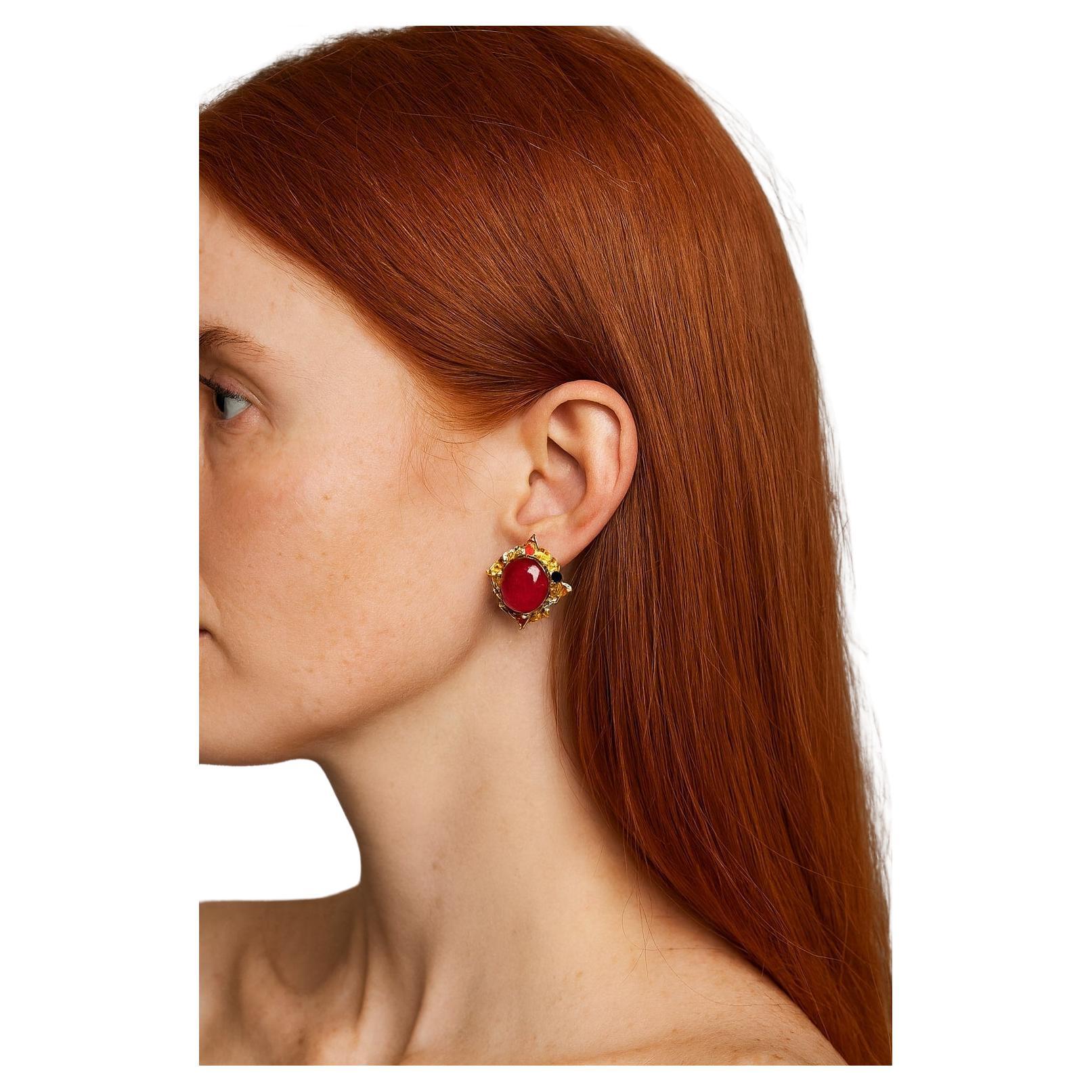 Bochic "Capri" Vintage Rubin & Multi Pastell Sapphire Ohrringe Set in 18K Gold &