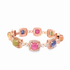 Bochic "Capri" Vintage Rubí, zafiro múltiple y diamantes engastados Oro y plata de 18 quilates