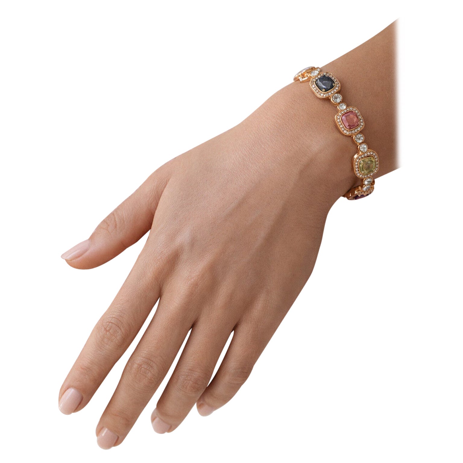 Bochic “Capri” Vintage Ruby, Multi Sapphire & Diamond-Set 18K Gold & Silver For Sale