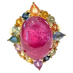 Bochic “Capri” Vintage Ruby & Multi Sapphire  Ring Set In 18K Gold & Silver