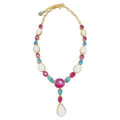 Bochic Capri Vintage Ruby & Opal Necklace in 18K Gold & Silver
