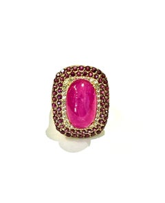 Bochic “Capri” Vintage Ruby & Pink Sapphire Ring Set 18K Gold & Silver