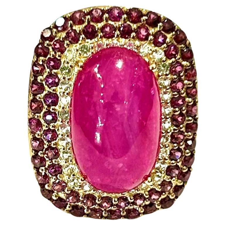 Bochic "Capri" Set di anelli con rubini e zaffiri rosa d'epoca in oro e argento 18 carati
