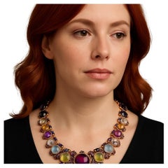 Bochic “Capri” Vintage Ruby, Sapphire, Amethyst, Aquamarine & Peridot Necklace