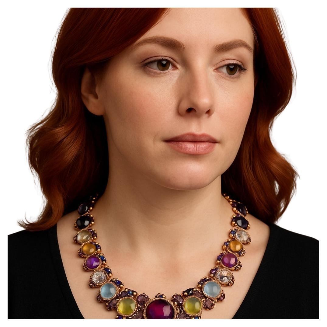 Bochic “capri” Vintage Ruby, Sapphire, Amethyst, Aquamarine & Peridot Necklace View 3