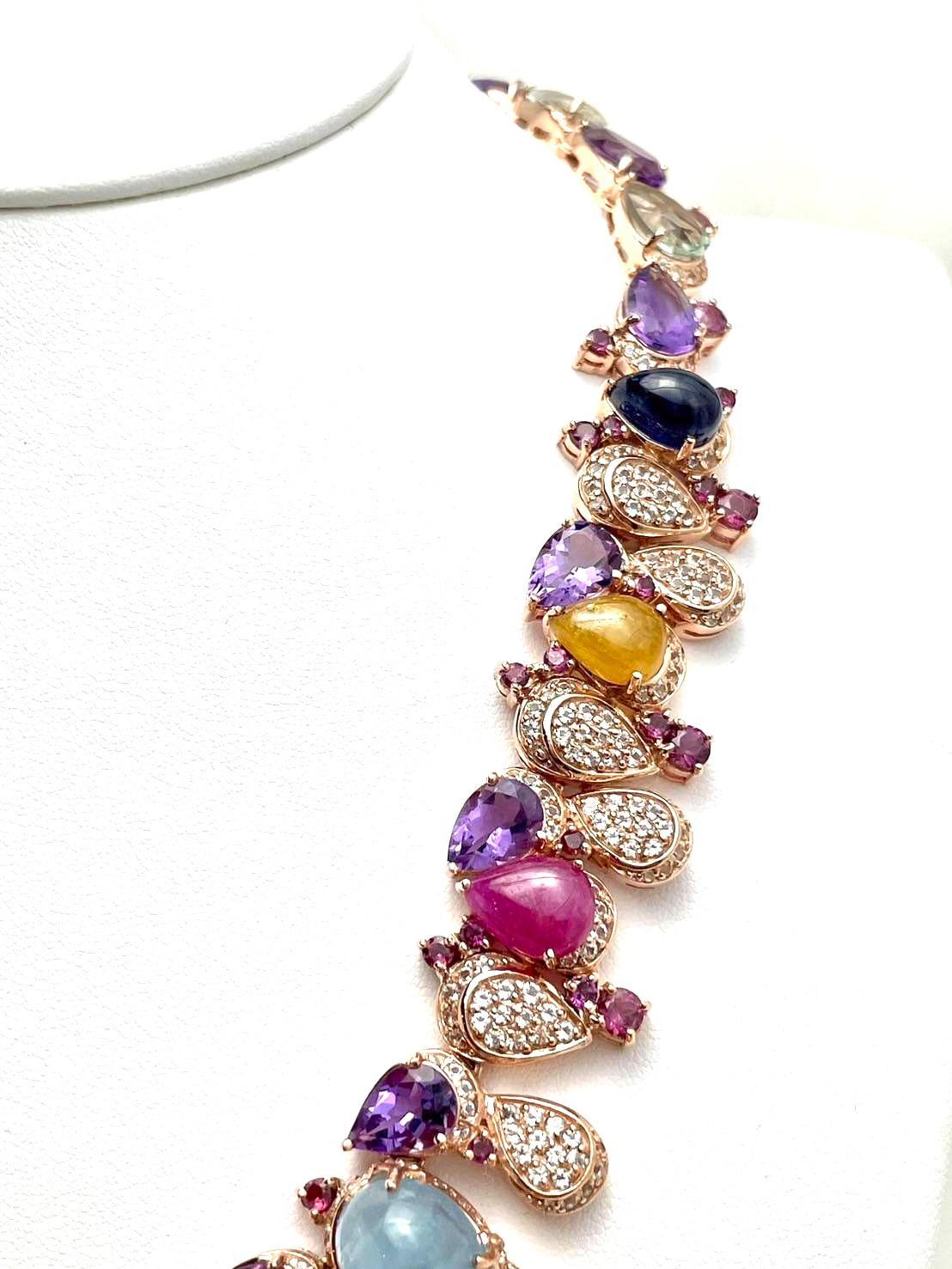Bochic “capri” Vintage Ruby, Sapphire, Amethyst, Aquamarine & Peridot Necklace View 5