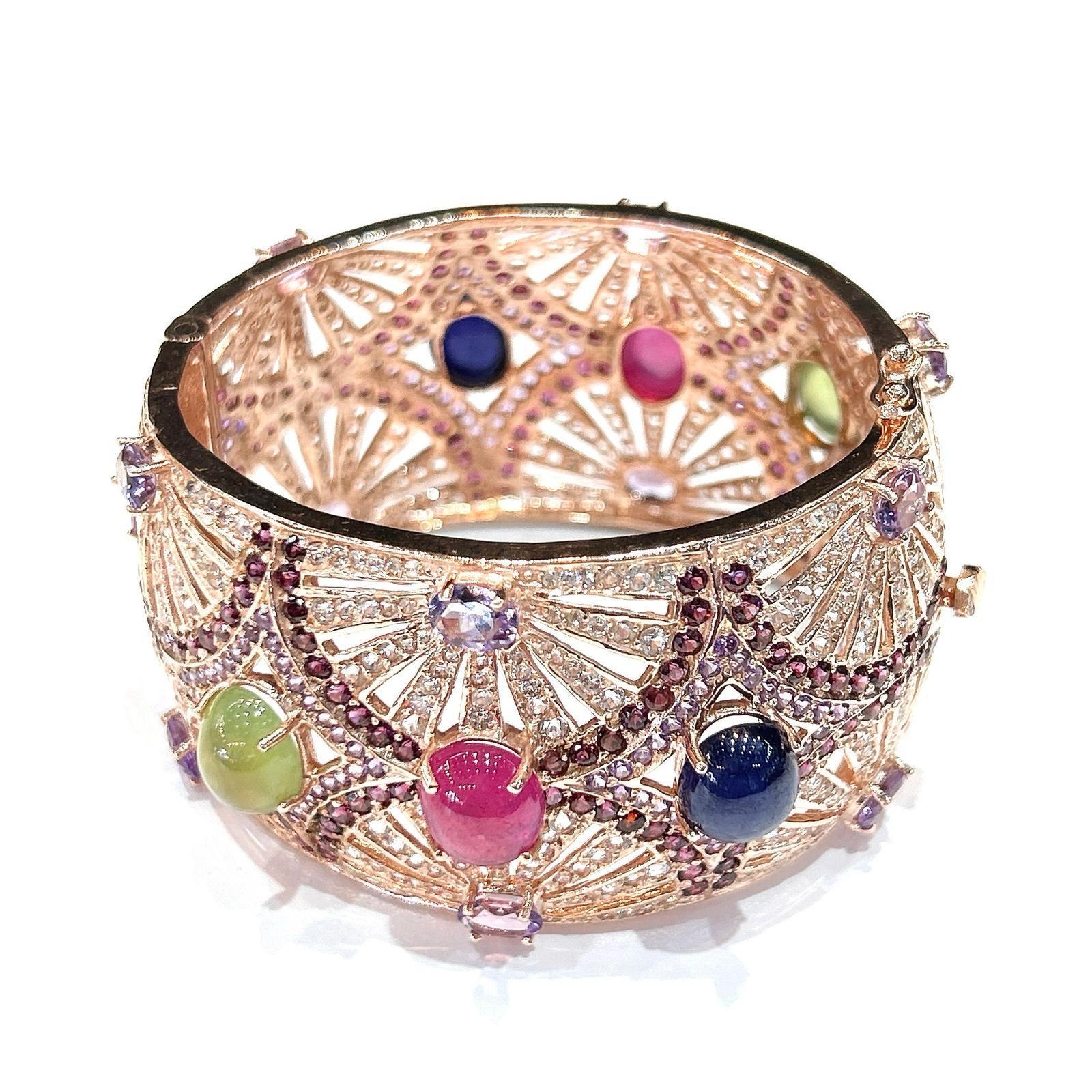 Bracciale vintage con rubino, zaffiro e smeraldo di Bochic 
