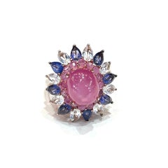 Bochic “Capri” Vintage Ruby, Tanzanite & Topaz Cocktail Ring - 18K Gold & Silver
