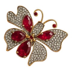 Bochic “Capri” Vintage Ruby & Topaz Butterfly Ring Set In 18K Gold & Silver