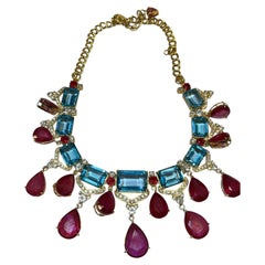Bochic “Capri” Vintage Ruby & Topaz Drop Necklace - 18K & Silver “ Circe 1999”