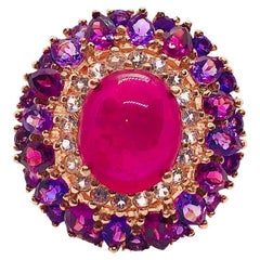 Bochic “Capri” Vintage Ruby, White Topaz & Amehtyst Ring — 18K Gold & Silver