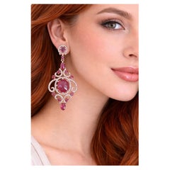 Orecchini Bochic "Capri" con rubino vintage e topazio bianco in oro e argento 18 carati