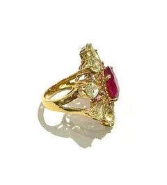 Bochic "Capri" Vintage Rubin, Gelber Saphir & Amethyst Ring - 18K Gold & Silber