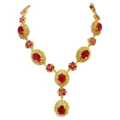 Collana vintage di rubini e zaffiri gialli "Capri" di Bochic - 18 carati e argento