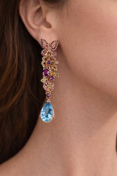 Bochic “Capri” Vintage Sapphire, Amethyst & Peridot & Blue Topaz 18K Gold & Silv