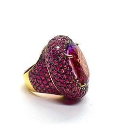 Bochic “Capri” Vintage Sapphire, Amethyst & Ruby Ring 18K Gold & Silver