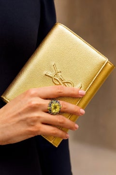 Bochic “Capri” Vintage Sapphire, Peridot & Lemon Quartz Ring Set In 18K Gold & S