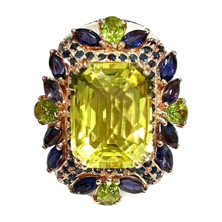 Bochic "Capri" Vintage Saphir, Peridot 
Zitrone Quarz Ring Set in 18K Gold 
S im Angebot
