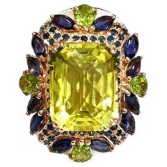 Bochic “Capri” Vintage Sapphire, Peridot 
Lemon Quartz Ring Set In 18K Gold 
S