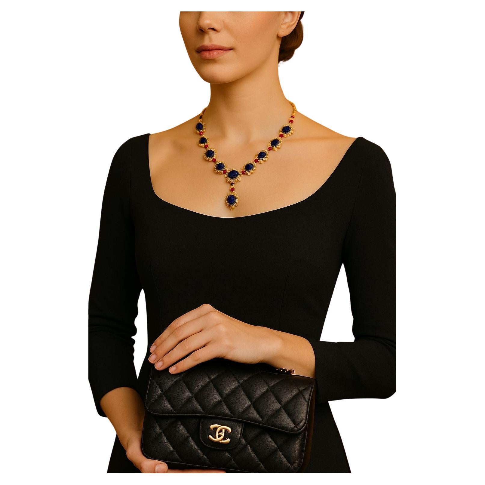 Bochic “Capri” Vintage Sapphire
Ruby Necklace Set In 18K Gold
Silver