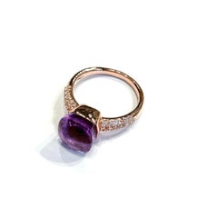 Anillo Bochic "Capri" Vintage de amatista de talla cuadrada y topacio engastado en oro de 18 quilates y plata