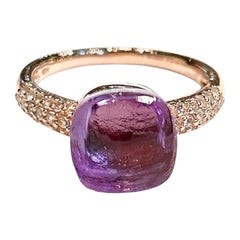 Anillo Bochic "Capri" Vintage de amatista de talla cuadrada y topacio engastado en oro de 18 quilates y plata