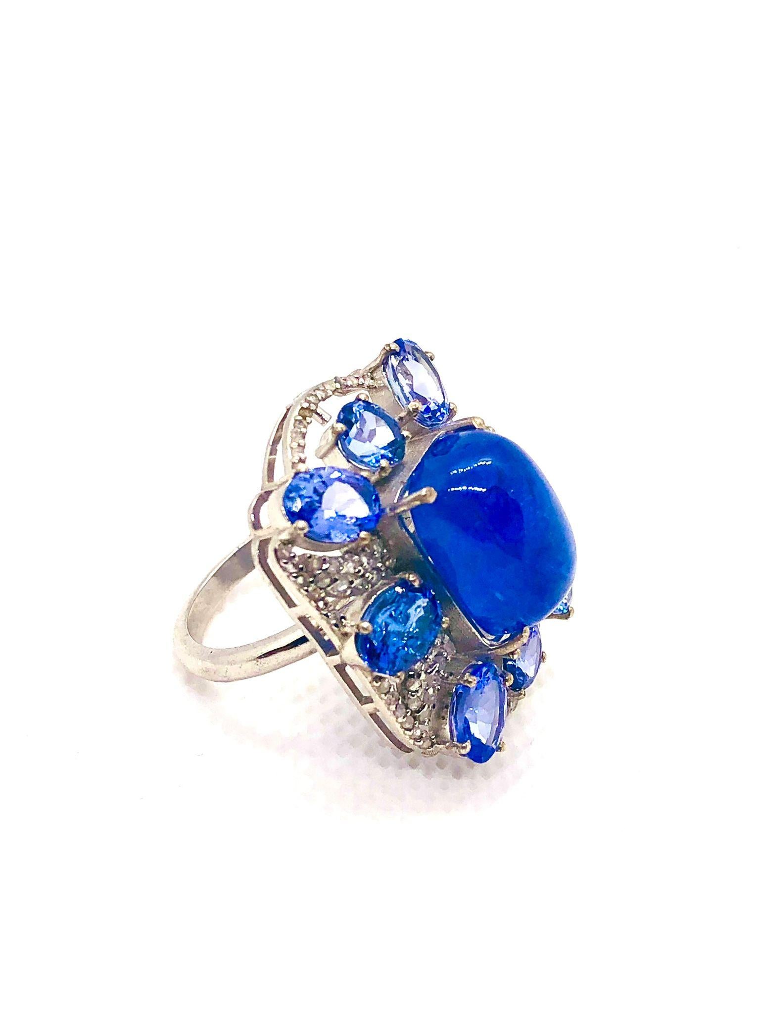 Set di anelli vintage con tanzanite e diamanti 